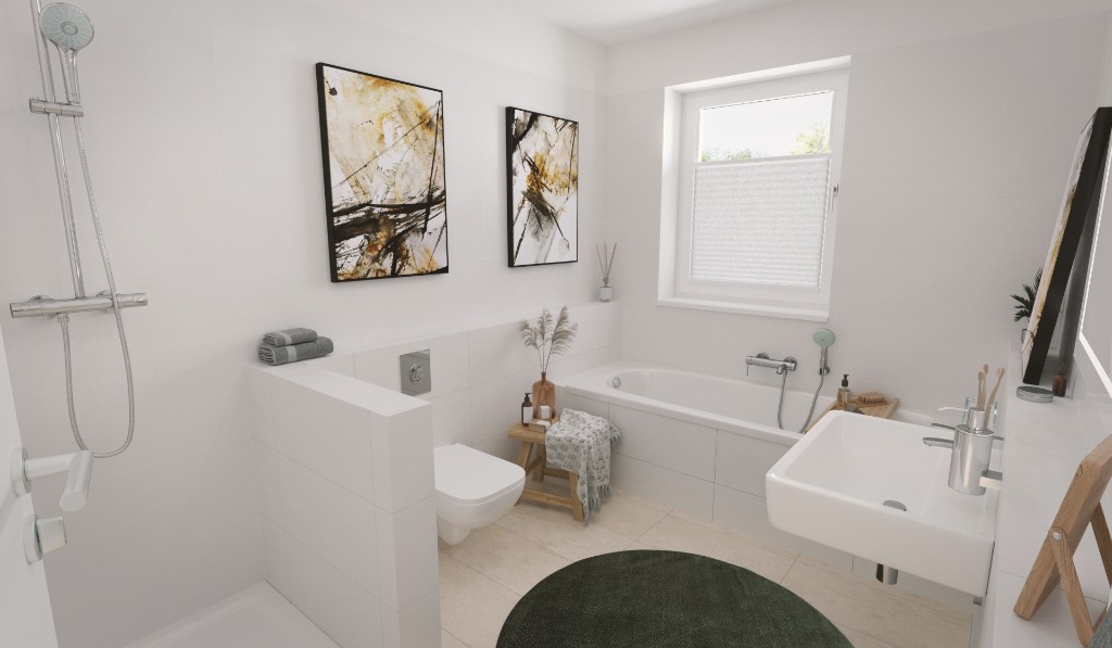 Modernes Badezimmer mit Badewanne und Walk-in-Dusche